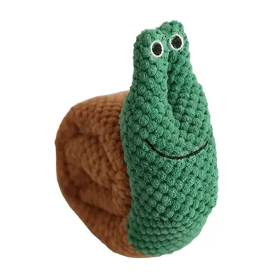 Green Plush Snuffle Snail Dog Enrichment Toy Green plush snuffle snail dog toy for treat hiding games and interactive slow feeding activities