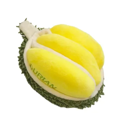 Plush Durian Dog Toy for Chewing and Interactive Play Soft plush durian dog toy with removable squeaky durian flesh for chewing and enrichment play