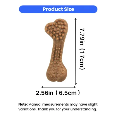 Dog Chew Bone Toy Size Guide 7.79in x 2.56in Size chart of durable dog chew bone toy showing dimensions in inches and centimeters for pet supply wholesale
