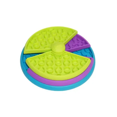 Interactive rotating slow feeder dog bowl for mental stimulation and healthy feeding