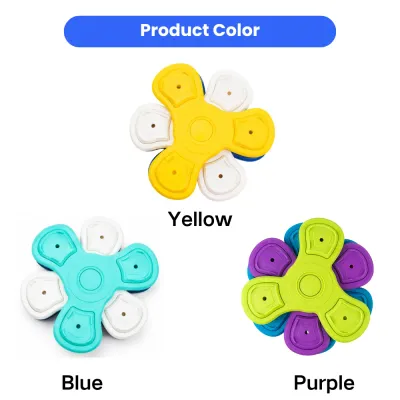 Color Options for Rotating Slow Feeder Dog Puzzle Bowl Multiple color options of rotating slow feeder dog puzzle bowl including yellow, blue, and purple styles
