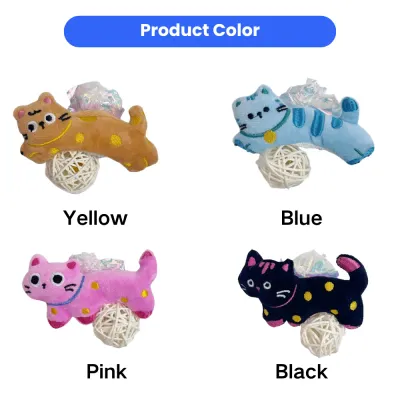 Plush cat toy color options featuring silvervine, bell, and rattan ball enrichment toys for kittens and indoor cats