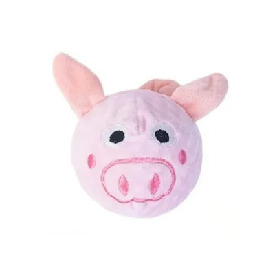 Pink Pig Plush Dog Squeaky Ball Toy Pink pig shaped plush dog squeaky ball toy for chewing and interactive play