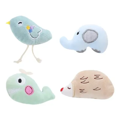 Cute Catnip Plush Animal Toys for Indoor Cats Soft catnip plush toys set including bird, elephant, whale and hedgehog designs for indoor cats
