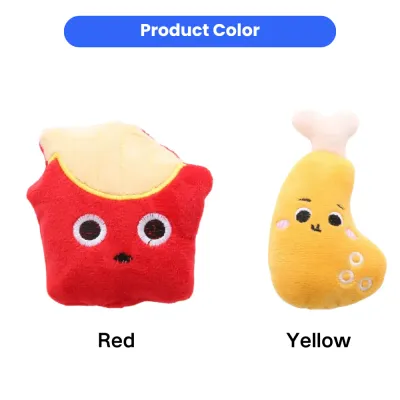 Cute Food Shape Catnip Plush Cat Toy Colors for Pet Stores Red french fries and yellow chicken drumstick plush cat toys with catnip for cats and pet shop wholesale