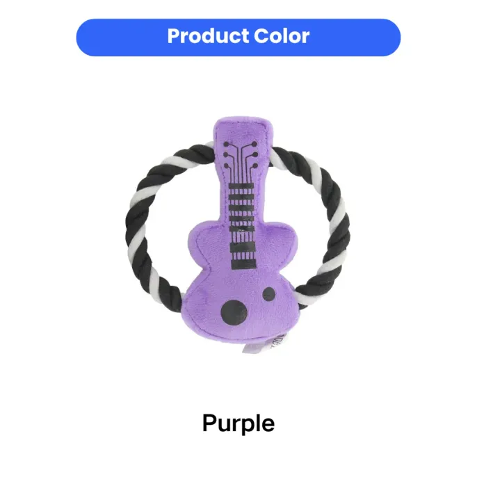 Purple Plush Guitar Rope Dog Toy Color Display | Petfairs Purple color option for plush guitar rope squeaky dog toy