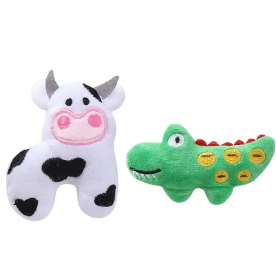Cute crocodile and cow catnip plush cat toys with soft PP fiber filling for cats
