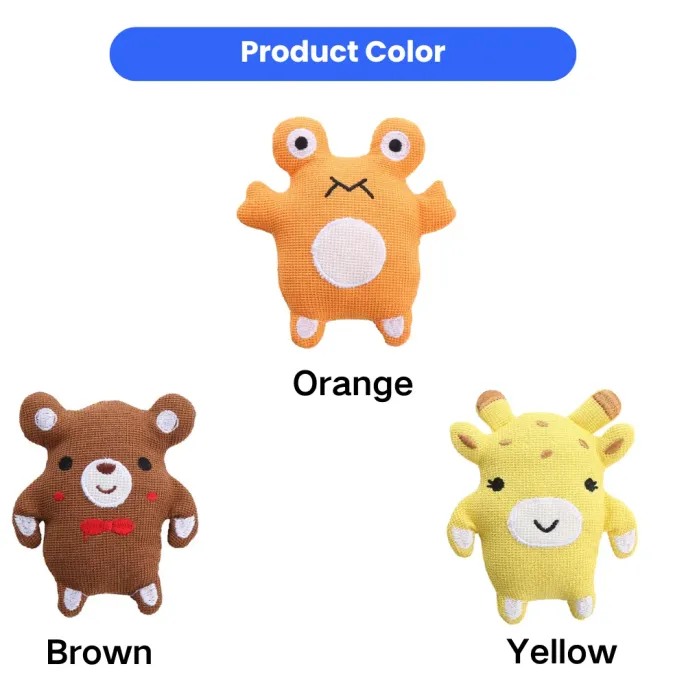 Size dimensions of animal-shaped catnip plush cat toys measuring 4.33in 11cm for indoor cats