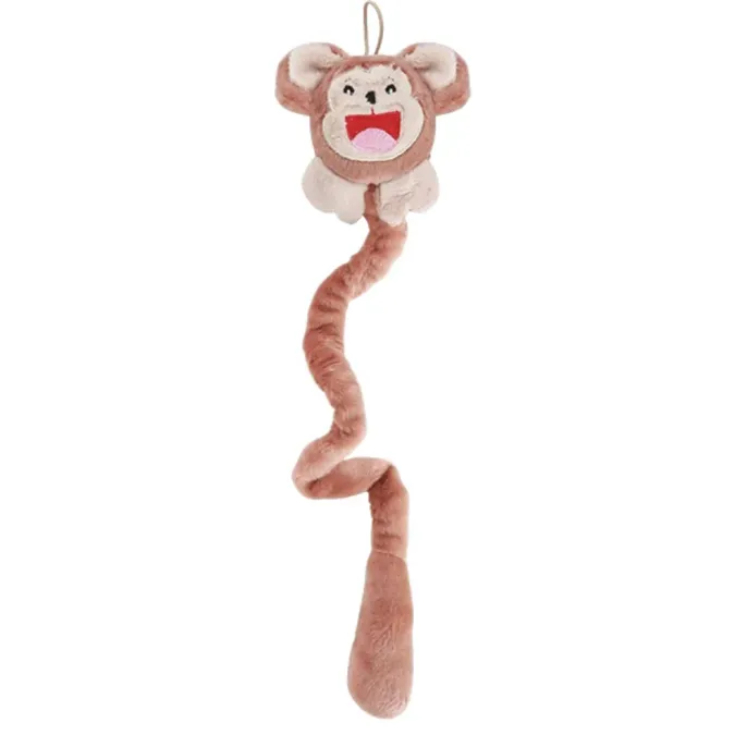 Monkey shaped spring tail catnip plush toy with soft PP fiber filling for playful cats