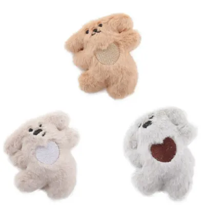 Heart Puppy Catnip Plush Toy Set for Indoor Cats | Petfairs Three heart puppy catnip plush cat toys in brown beige and grey colors for indoor cats