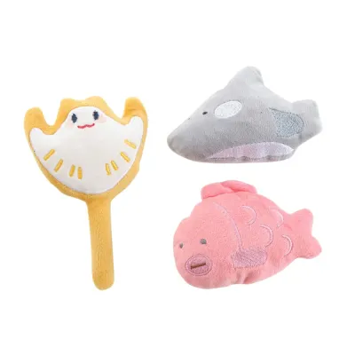 Ocean Animal Series Plush Cat Toys Set for Indoor Cats Soft ocean animal cat toys set including fish and stingray plush catnip toys for indoor cats
