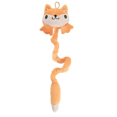 Fox Spring Tail Catnip Plush Toy for Cats Orange fox spring tail catnip plush toy with soft fabric and hanging loop for cats