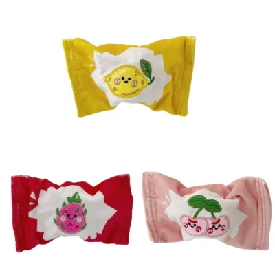 Colorful fruit-shaped squeaky bounce ball dog toys with soft fabric and elastic TPR ball for interactive pet play