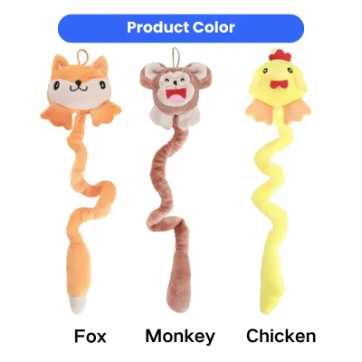 Animal Spring Catnip Plush Toys Fox Monkey Chicken Fox monkey and chicken spring catnip plush cat toys with soft fabric and bouncy tail design