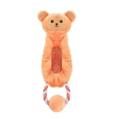 Monkey Plush Tennis Rope Dog Toy Wholesale Monkey shaped plush squeaky dog toy with rope ring and tennis ball