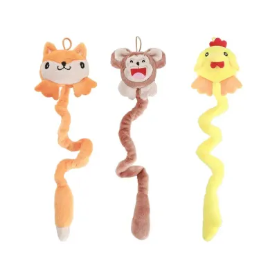 Spring Tail Catnip Plush Cat Toys Set for Indoor Cats Plush spring tail catnip cat toys with fox monkey and chicken animal designs for interactive indoor play