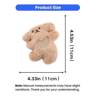 Heart Puppy Catnip Plush Toy Size Guide 4.33in x 4.53in Heart puppy catnip plush toy size chart showing 4.33 inch width and 4.53 inch height