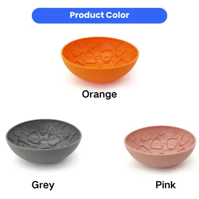 Orange grey and pink silicone wobble dog slow feeder bowls for pets