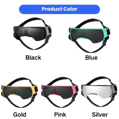 Adjustable Dog Sunglasses Color Options for Pets Multiple color options of adjustable dog sunglasses including black, blue, gold, pink, and silver