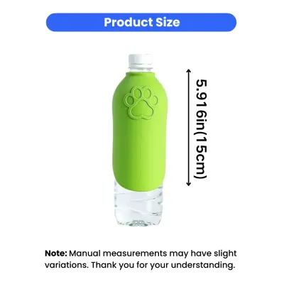 Size details of portable dog water bottle measuring 5.91 inches 15cm height