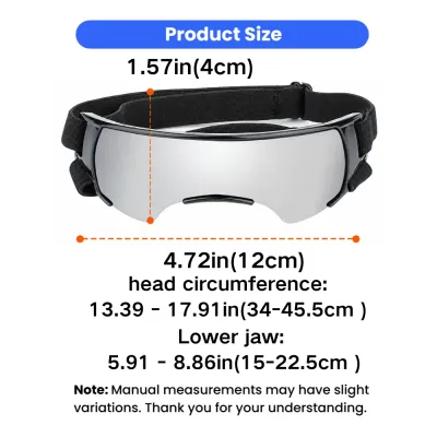 Dog Sunglasses Size Guide for Medium Large Dogs Size chart for adjustable dog sunglasses with head circumference and lower jaw measurements