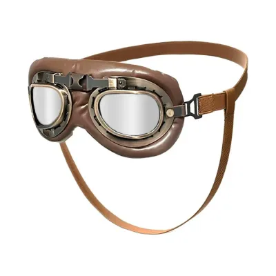 Bronze Dog Goggles with Silver Lenses for Outdoor Dogs Bronze frame dog goggles with reflective silver lenses and adjustable strap