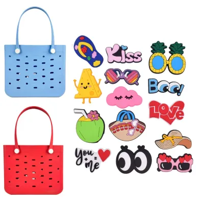 DIY EVA Pet Tote Bag Set with Cute Charms for Cats & Small Dogs Blue and red EVA DIY pet tote bags with colorful decorative charms for cats and small dogs