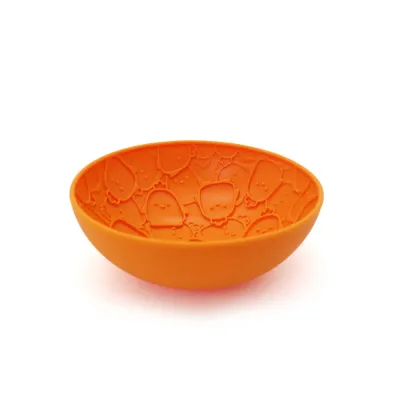 Orange food grade silicone wobble slow feeder bowl for dogs