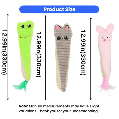 13 inch plush cat toy with built-in crinkle paper and catnip filling for indoor cats