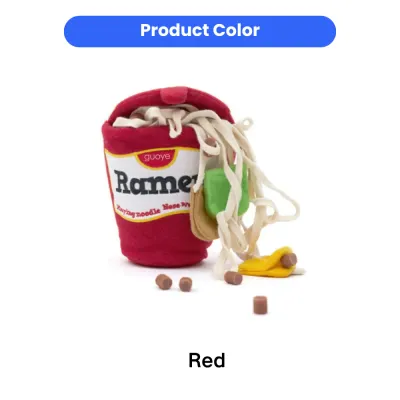 Red Ramen Noodle Interactive Dog Toy Color Option Red plush ramen noodle dog toy for sniff training and slow feeding enrichment activities