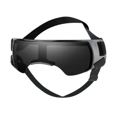 Black UV Protection Dog Goggles Adjustable Strap Black wraparound dog sunglasses with adjustable elastic strap and wide lens