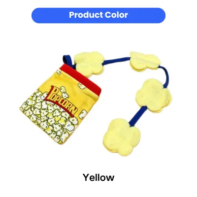 Yellow Popcorn Plush Dog Toy Color Display for Pet Stores Yellow popcorn plush dog toy with crinkle pouch and soft popcorn rope balls