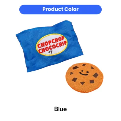 Blue Plush Cookie Squeaky Dog Toy Wholesale Blue plush cookie squeaky dog toy with snack bag design for puppies and small dogs