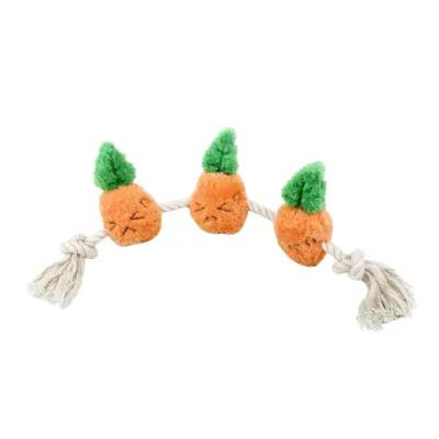 Carrot Rope Knot Dog Toy for Chewing and Tugging Plush carrot rope knot dog toy for puppies and small dogs with cotton rope design