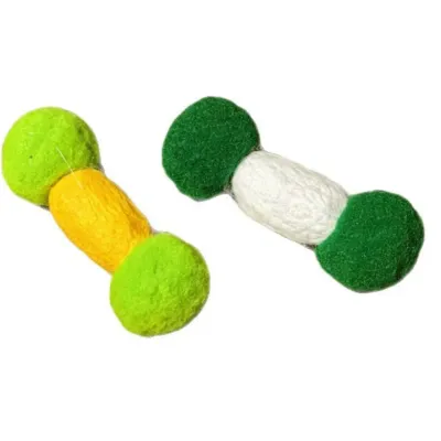 Natural Silkworm Pupa Felt Ball Cat Toy Close-Up Natural silkworm pupa cat toy with soft felt balls and interactive bell design for indoor cats