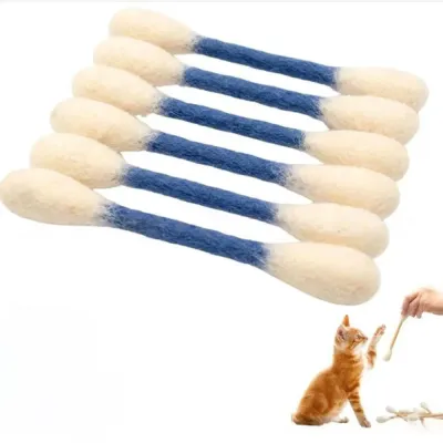 Giant Cotton Swab Cat Toy Set for Interactive Cat Play Giant cotton swab cat toy set with soft felt texture for interactive indoor cat play