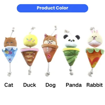 Plush Pull & Chew Cat Toys Multiple Animal Designs Plush pull and chew cat toys in cat duck dog panda and rabbit styles