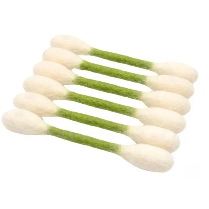 Green Giant Cotton Swab Cat Toy for Interactive Play Green felt giant cotton swab cat toy for playful indoor cats