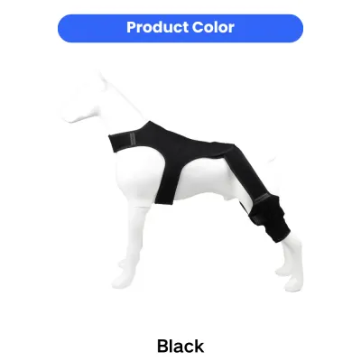 Black color version of adjustable dog hind leg support brace with breathable neoprene material