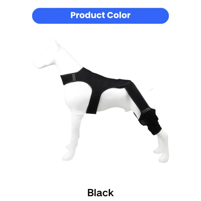 Black Adjustable Dog Hind Leg Brace Color Display Black color version of adjustable dog hind leg support brace with breathable neoprene material