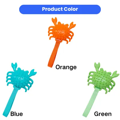 TPR Crab Dog Toy Color Options for Pet Stores Blue orange and green TPR crab squeaky dog toys with rope handles for pet wholesale supply