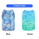 Breathable summer cooling dog vest available in blue ocean print and green gradient styles