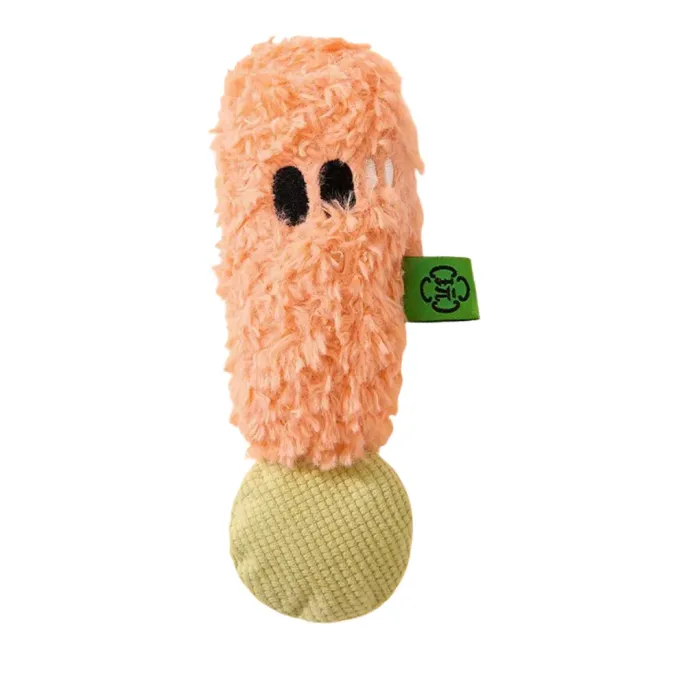 Orange Plush Catnip Sound Toy for Interactive Cat Play Orange plush catnip toy with textured ball base for playful indoor cats