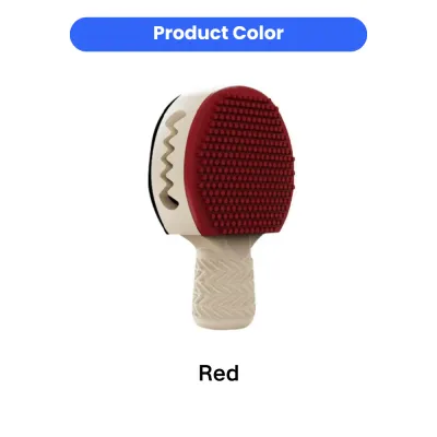 Red Racket Dog Chew Toy Color Display | Petfairs Wholesale Red color version of racket shaped dog chew and sound toy with textured chew surface