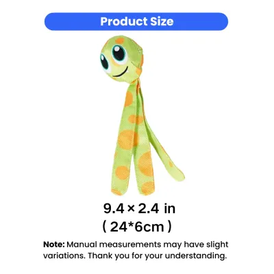 Ball Sound Plush Dog Toy Size Information 9.4 x 2.4 Inch Size details of plush squeaky dog toy measuring 9.4 x 2.4 inches for small and medium dogs