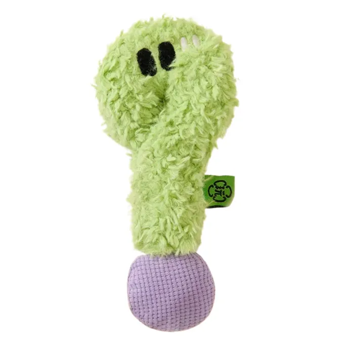 Green Plush Catnip Sound Toy with Bell for Cats Green plush cat toy with built-in sound ball and soft fuzzy fabric for indoor cats