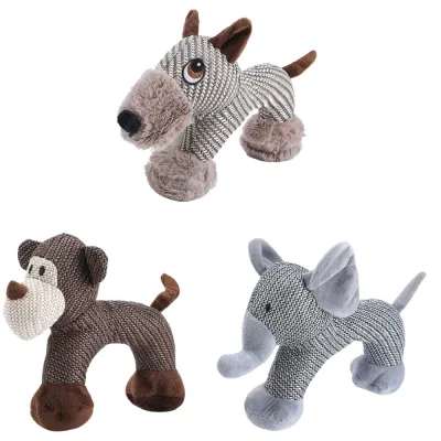 Durable Plush Animal Dog Toy for Aggressive Chewers Wholesale Durable plush animal dog toy set including monkey cow and elephant designs for dogs chewing and teething
