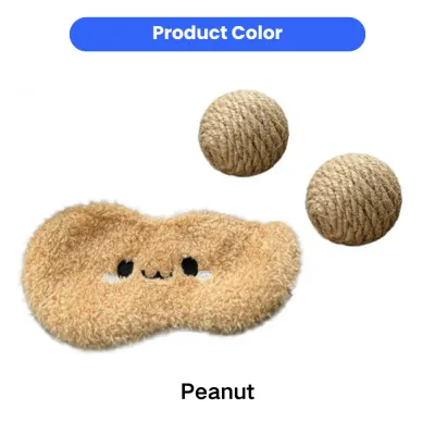 Peanut color plush cat toy set with sisal balls for kittens and indoor cats