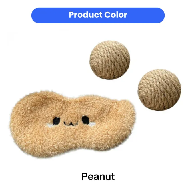 Peanut color plush cat toy set with sisal balls for kittens and indoor cats