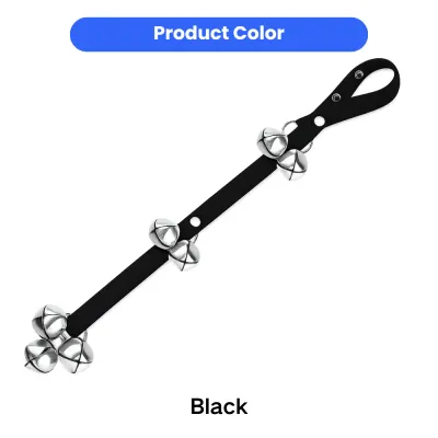 Black Dog Doorbell Leash for Puppy Potty Training Black adjustable dog potty training bell strap with multiple stainless steel bells
